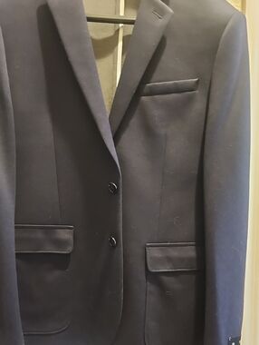 Men's Classic Navy Blazer - Tailored Two-Button Suit Jacket
